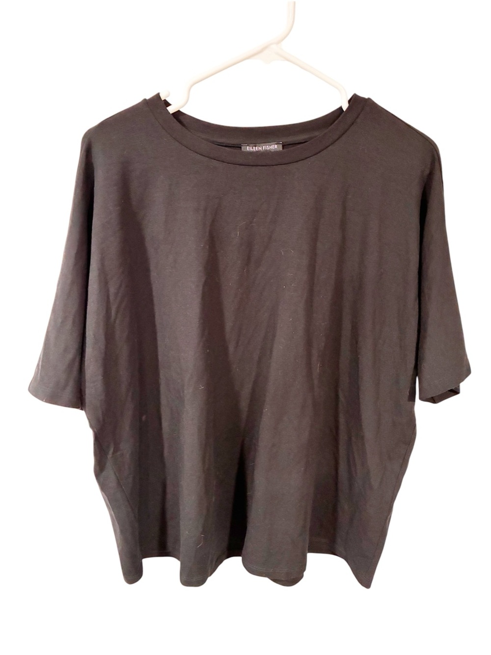 Eileen Fisher Black Tencel Lyocell Crewneck Short Sleeve T-shirt Size Medium